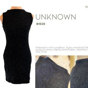 Black Metallic Bodycon Dress (B1020)